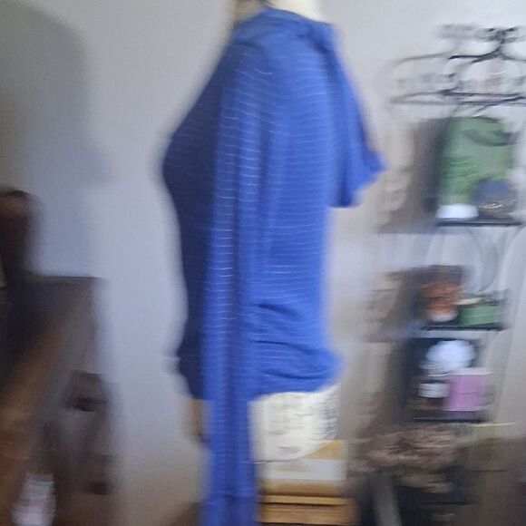 Unionbay Blue Silver Striped Hooded Women's Top - Size Large - Picture 15 of 16